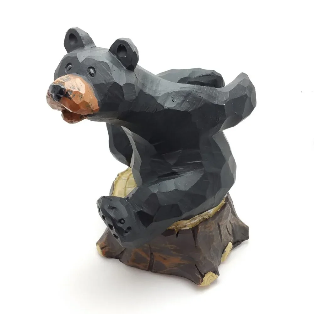 Black Bear Wine Bottle Holder Decor by Slifka
